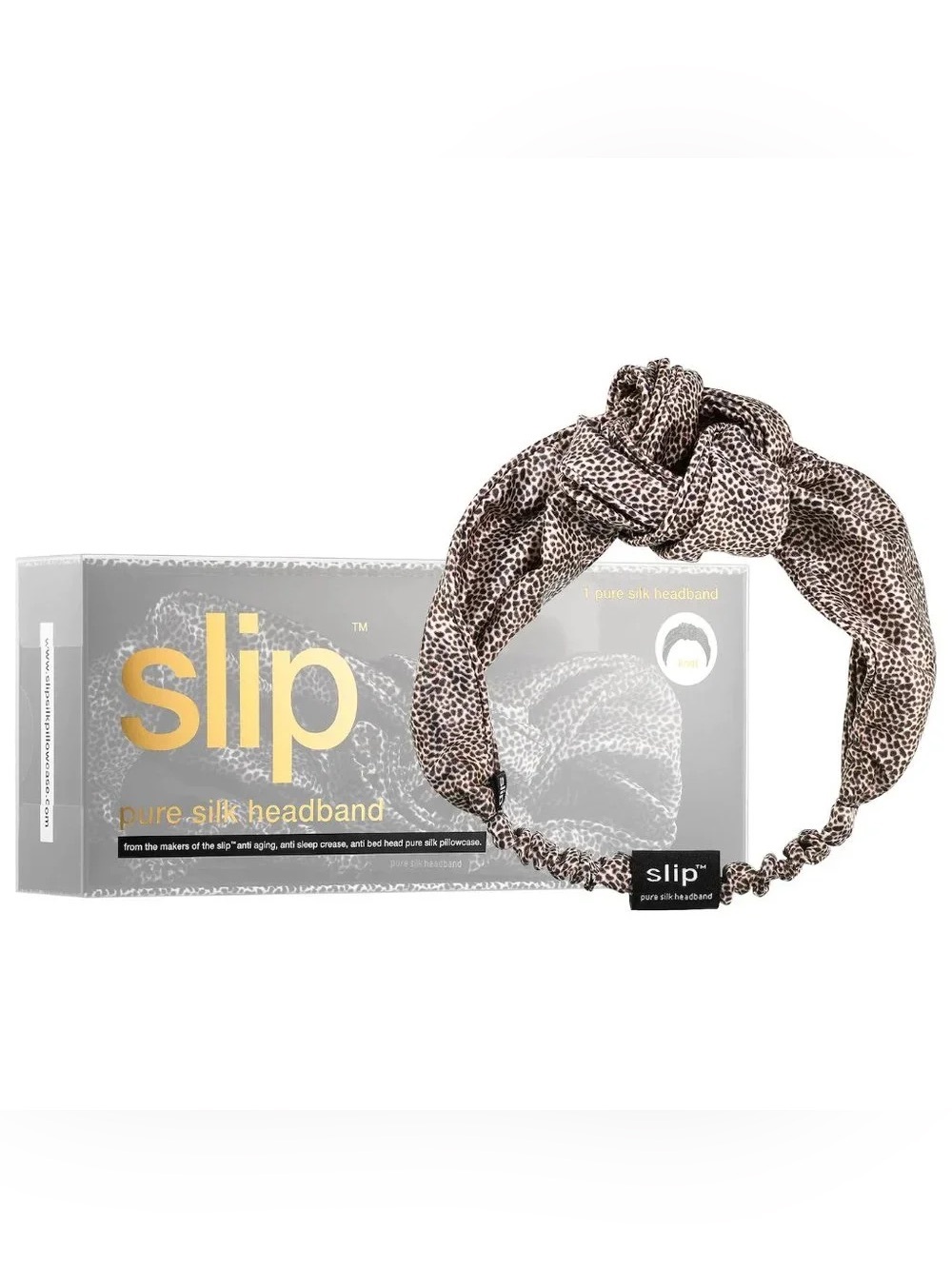 slip Silk Leopard Print Knot Headband